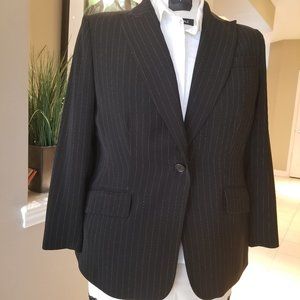 Plus Size 18W/20W Black Pinstripe Tailored Suit Jacket